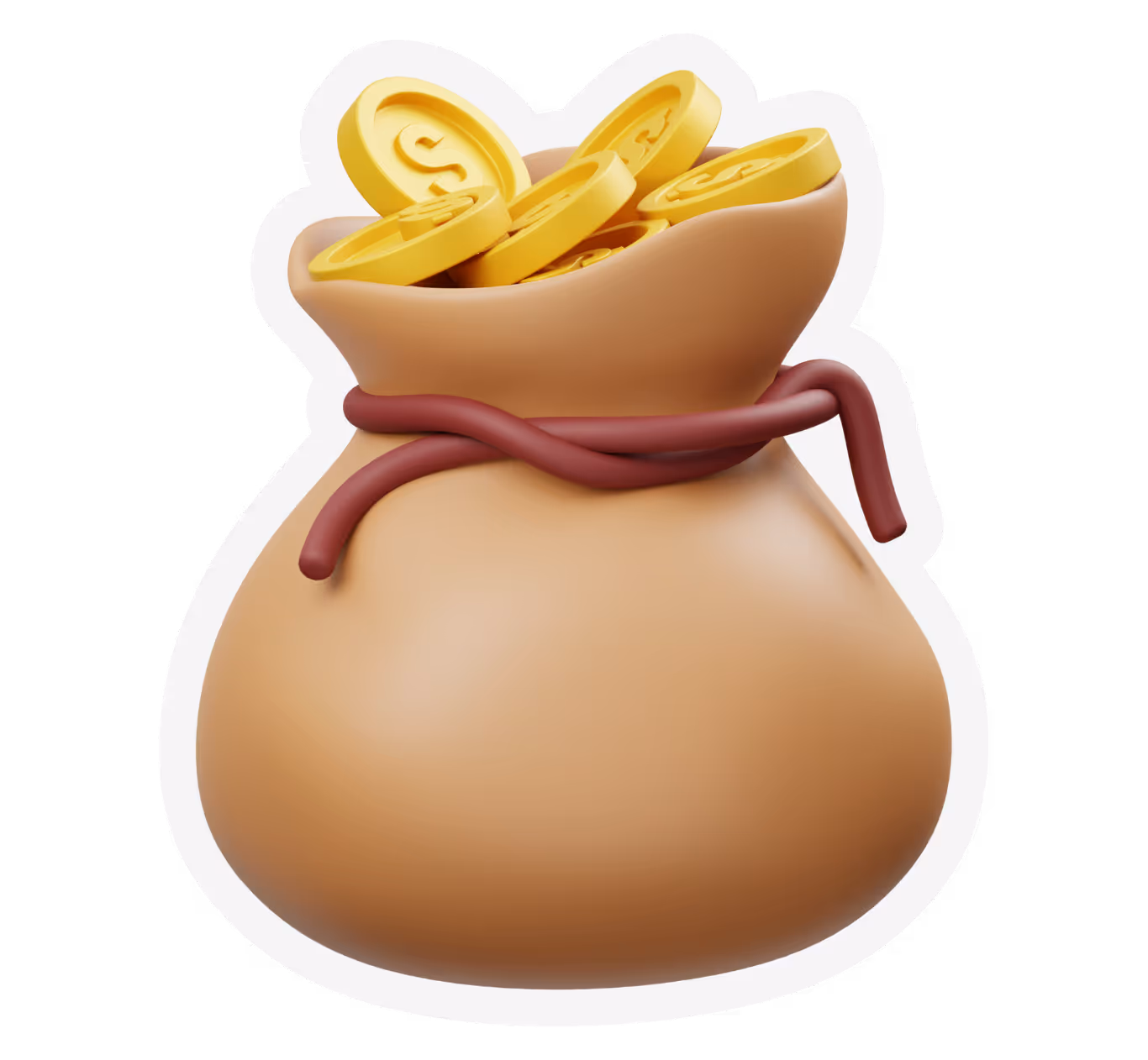 a 3D bag of money icon